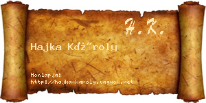 Hajka Károly névjegykártya